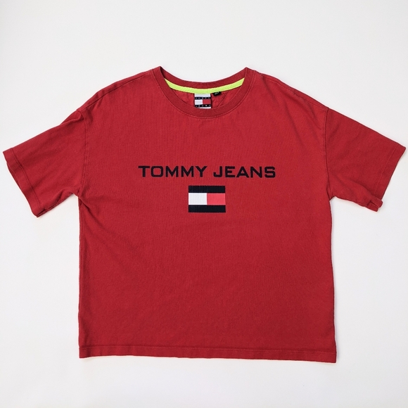 Tommy Jeans red tshirt, women's small oversized - Picture 5 of 7